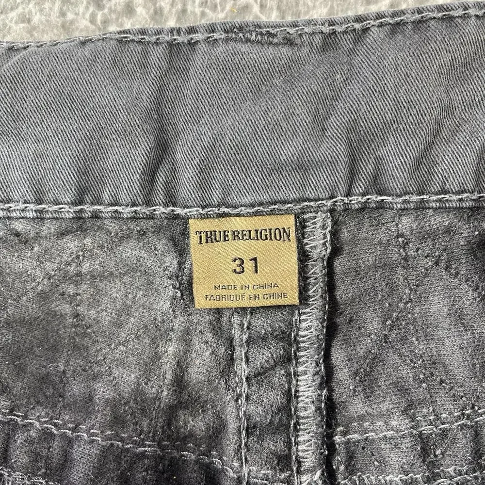 True Religion Dean Slim Relaxed Geo Quilted Pants Grey 32x32 READ